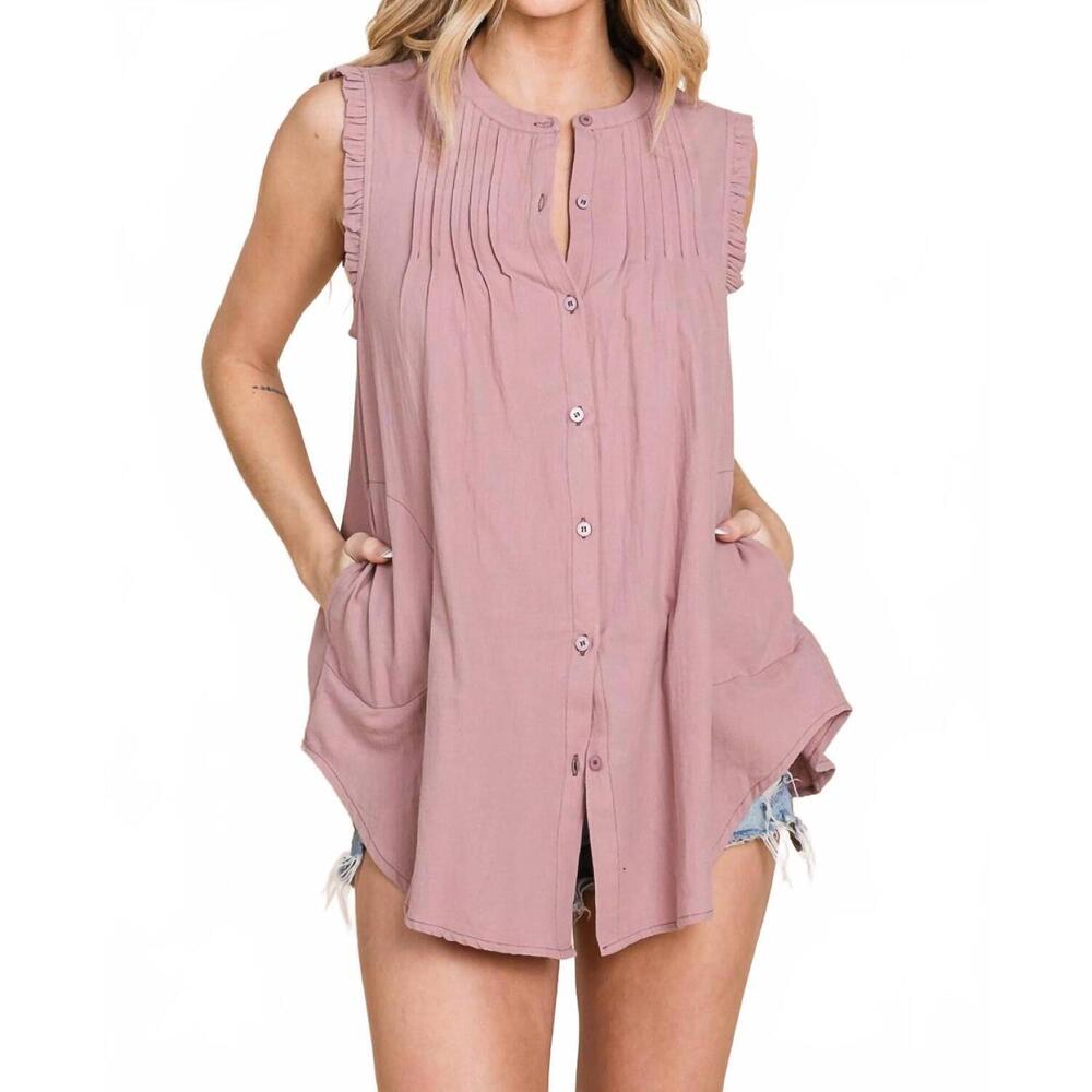 NEW HEYSON coming to you button down blouse in mauve